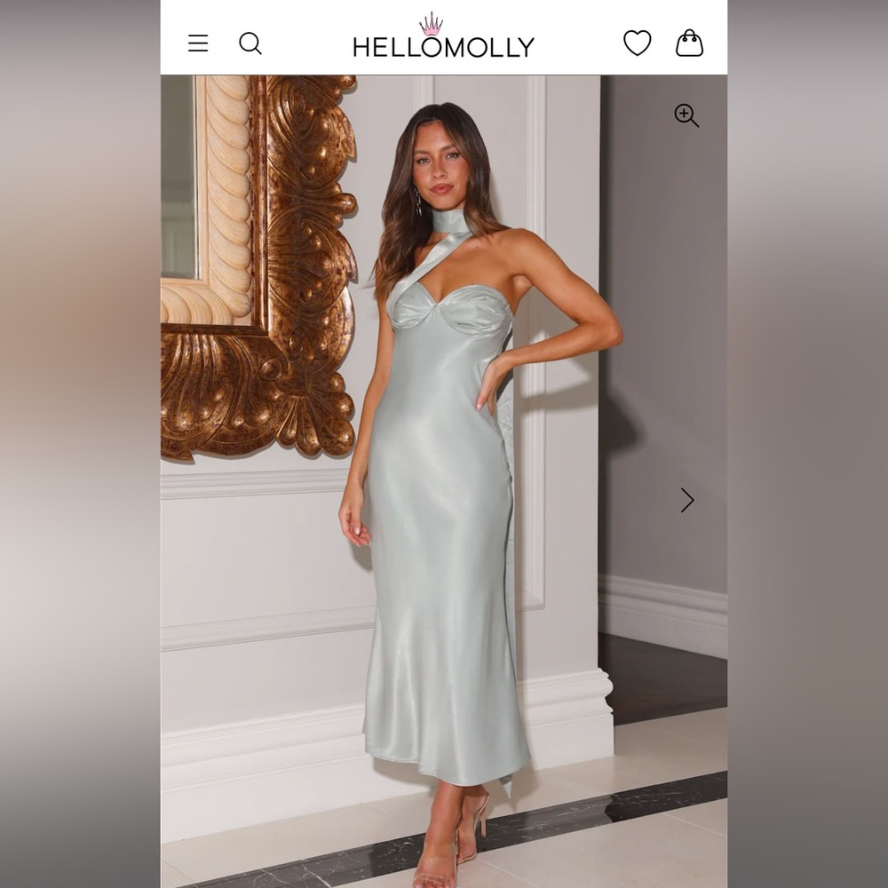 Hello Molly - Stylish Queen Satin Maxi Dress Sage